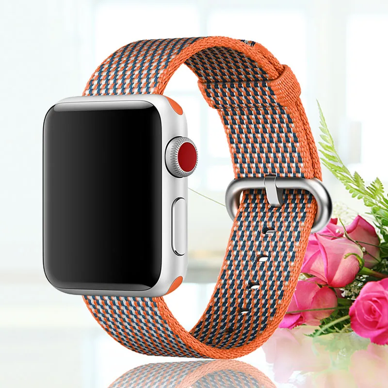 Новая нейлоновая Спортивная петля для apple watch серии 5 4 3 ремешок для iWatch 44 мм 42 мм 38 Красочные легкие дышащие Замена - Цвет ремешка: Spicy Orange Check