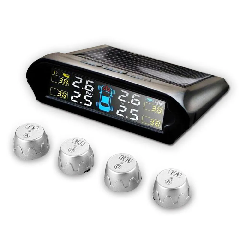 

TP800 Solar Power Car TPMS Tire Pressure Monitoring System DIY Installation Wireless Tire Pressure Monitor with 4 sensors