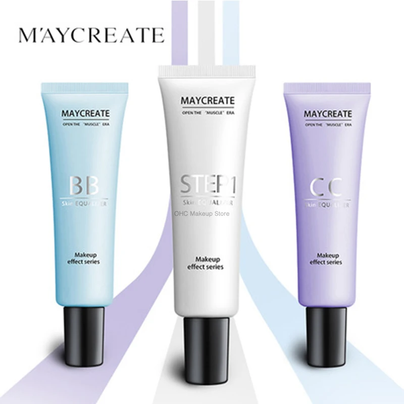 

3 Color/Set Bb Cream Foundation Concealer Liquid Isolation Cover Beauty Balm Prep Prime Cc Cream Whitening Face Makeup 2 Style