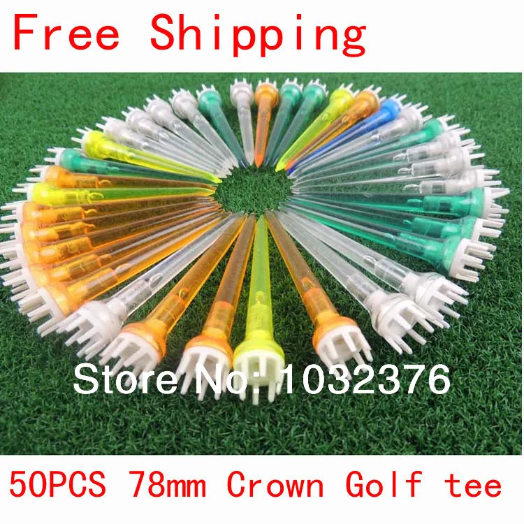 Free Shipping 50Pcs 78mm Mixed Color Plastic Crown Golf TEES on