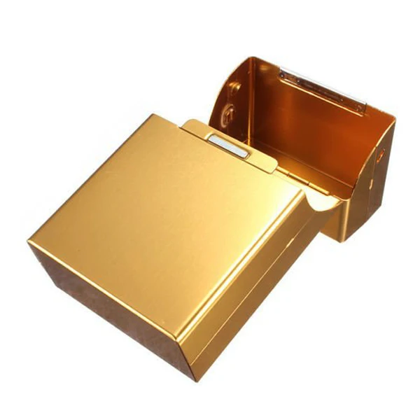 FJS! Магнитный металлический алюминиевый Карманный чехол для сигареты, сигары, табак - Цвет: Gold