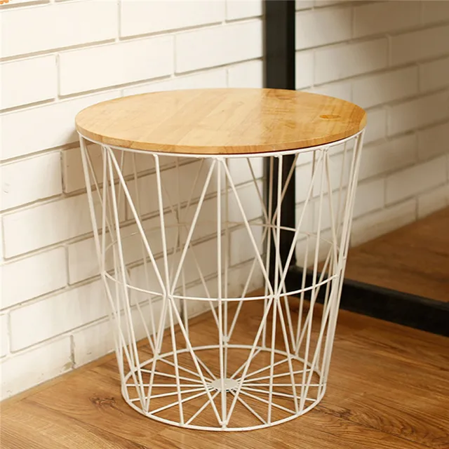 2 In 1 Metal Wire Basket With Wooden Lid Nordic Furniture Home 2 In 1 Metal Wire Basket With Wooden Lid Nordic Furniture Home Storage Baskets Clothing Organizer