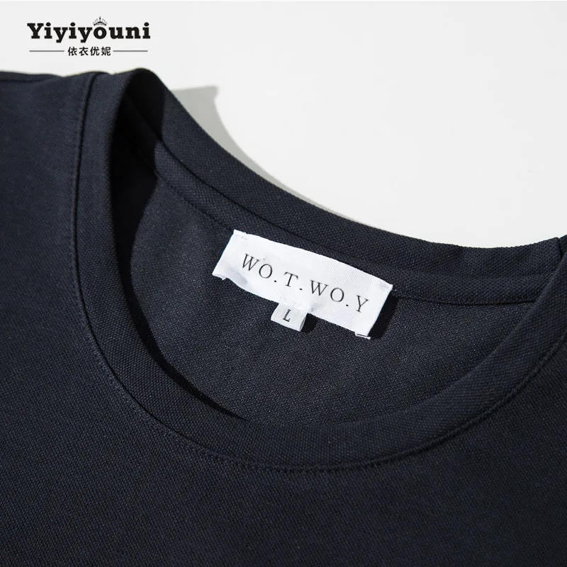 2019 Summer Midi Print T Shirt Dresses Women Plus Size M-2XL O-neck Pocket Split Dress Casual Mid-calf Loose Navy Long Dresses