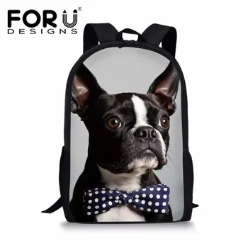 

FORUDESIGNS School Bag for Teenager Girls Primary Students Schoolbag France Bulldog Children Book Bag Boys Softback School Bag