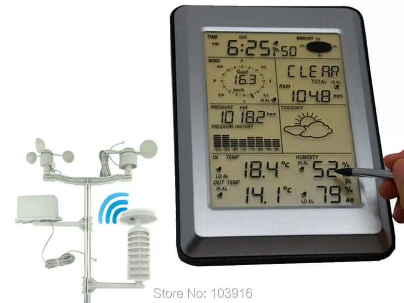  Pro Wireless Weather Station w/ PC interface Touch Panel w/ Solar sensor