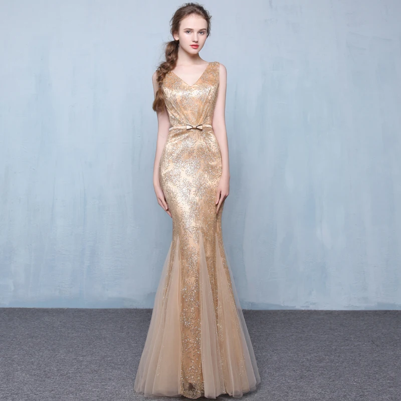 Aliexpress.com : Buy Long Mermaid Evening Dress 2017 Gold Black Silver Burgundry Red Lace Floor