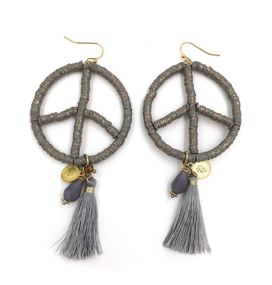 Tel Earring Peace Earrings Clay Ceramic Bohemian Ethnic Tel Earring Peace Earrings Clay Ceramic Bohemian Ethnic Summer Style In Drop From Jewelry Accessories On Aliexpress