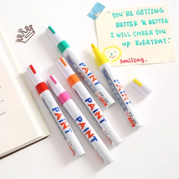 

12 Colors Waterproof Car Tyre Tire Tread Rubber Metal Permanent Paint Marker Pen Smooth Writing Showy Useful Highlighters