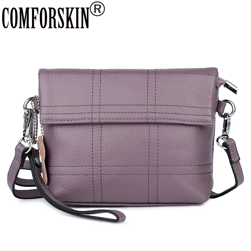 

COMFORSKIN Premium 100% Cow Leather Patchwork Ladies Messenger Bags 2018 Fashion Geometric Small Size Handbags Bolsas Feminina