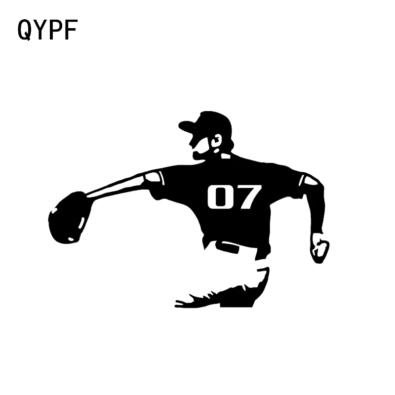 

QYPF 14.3*9.9CM Fashion Baseball Player Car Stickers Silhouette Accessories Vinyl Decor C16-0612
