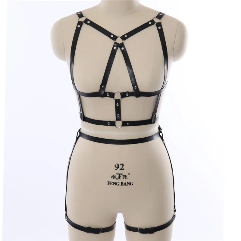 Aurora Fetish Choker Body Harness Silver Maimon