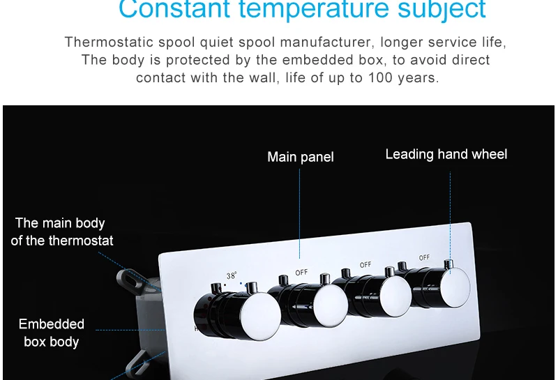 hm Shower System Double Waterfall Rainfall Large Ceiling LED Rain Shower Head Recessed Automatic Color Change Thermostatic Tap (16)