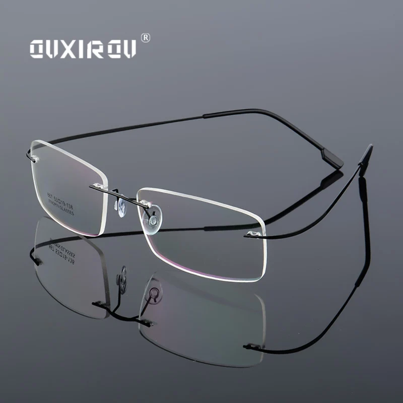 

Lightweight Rimless Glasses Frame Memory Titanium Eyeglasses Women Men square Myopia Optical Glasses Frames Brand s861