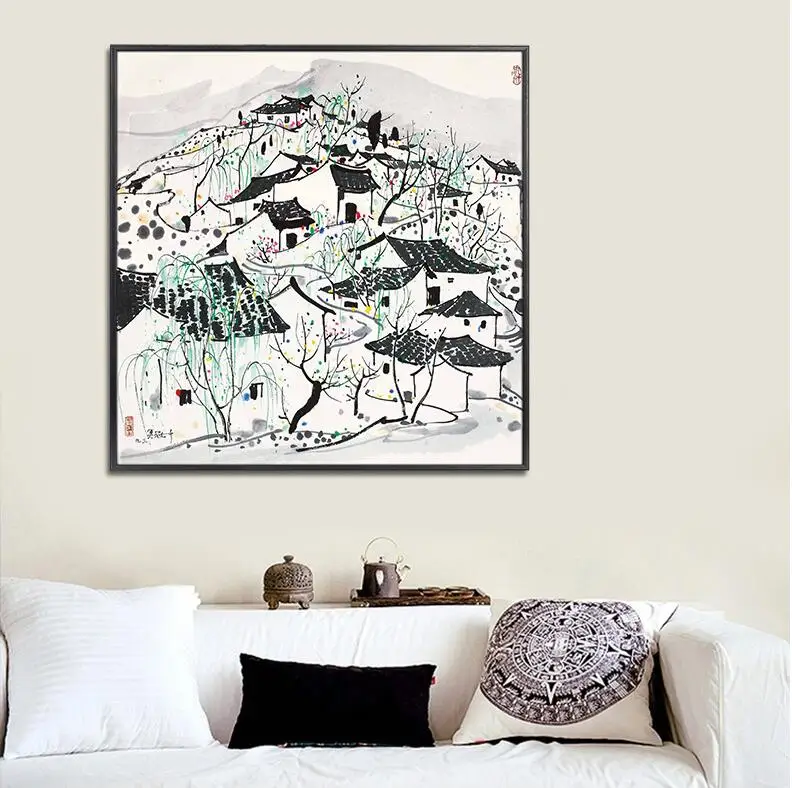 Wu Guanzhong китайское впечатление пейзаж настенная живопись HD Печать Картина на