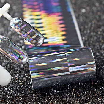 

1 roll Holographic Nail Foils Laser Silver Colorful Holo Paper Polish Glue Nails Transfer Adhesive Sticker DIY Nail Decal