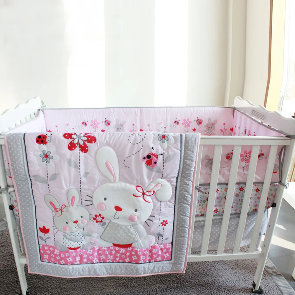 Розовый кролик мультфильм ребенка Постельное белье детская люлька белье для детской кроватки комплект Cunas одеяло в кроватку защитный