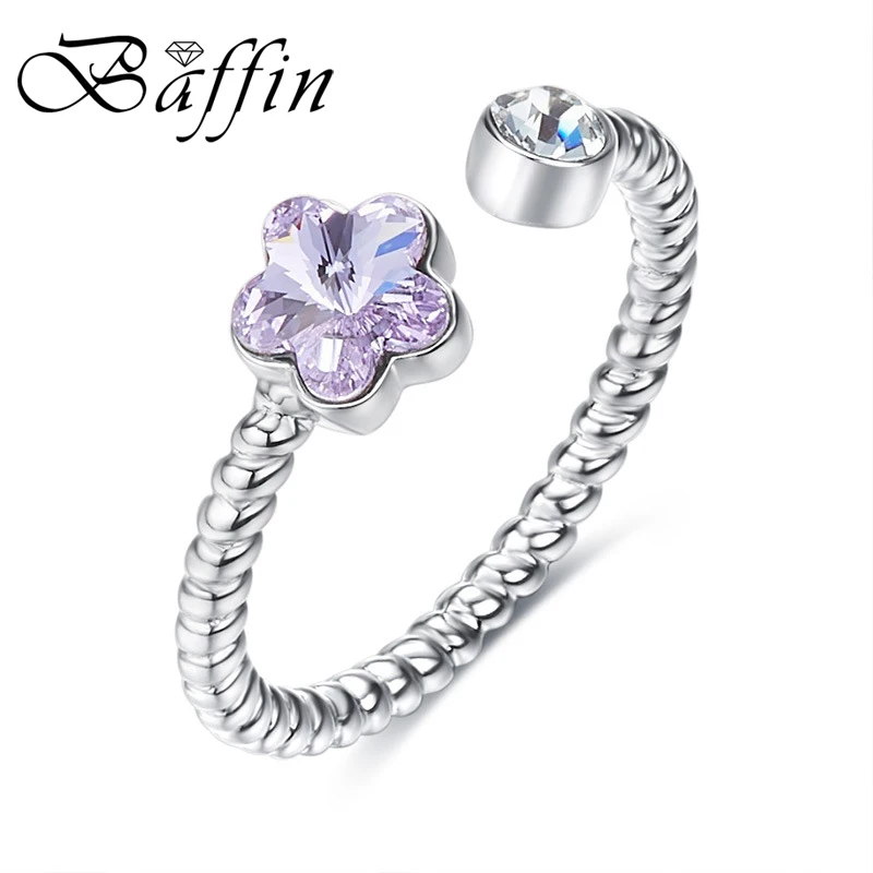 

Baffin 2018 Trendy S925 Silver Open Ring For Women Party Flower Crystals From SWAROVSKI Spiral Pattern Jewelry Best Friend Gift