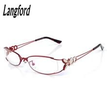 Оправа для очков для женщин, красная оправа из сплава, овальная оправа, оптические стеклянные линзы для близорукости Бабочка модель light 6150