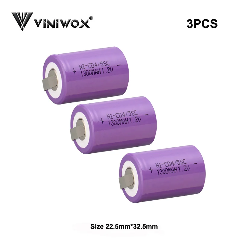 Ni-CD 1300mAh 4/5SC 1,2 V аккумуляторные батареи никель-кадмиевый аккумулятор для всех электрических аккумуляторов 6V 7,2 V 9,6 V 12V 10,8 V - Цвет: 3PCS