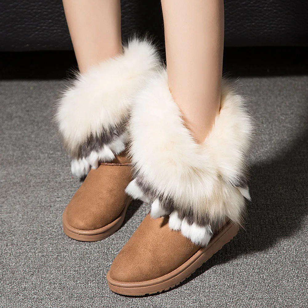 

Promotion Winter Ladies Flat Ankle Short Boots Soft Fur Boots Winter Warm Snow Shoes Round Toe Platform Indoor&Outdoor Shoes