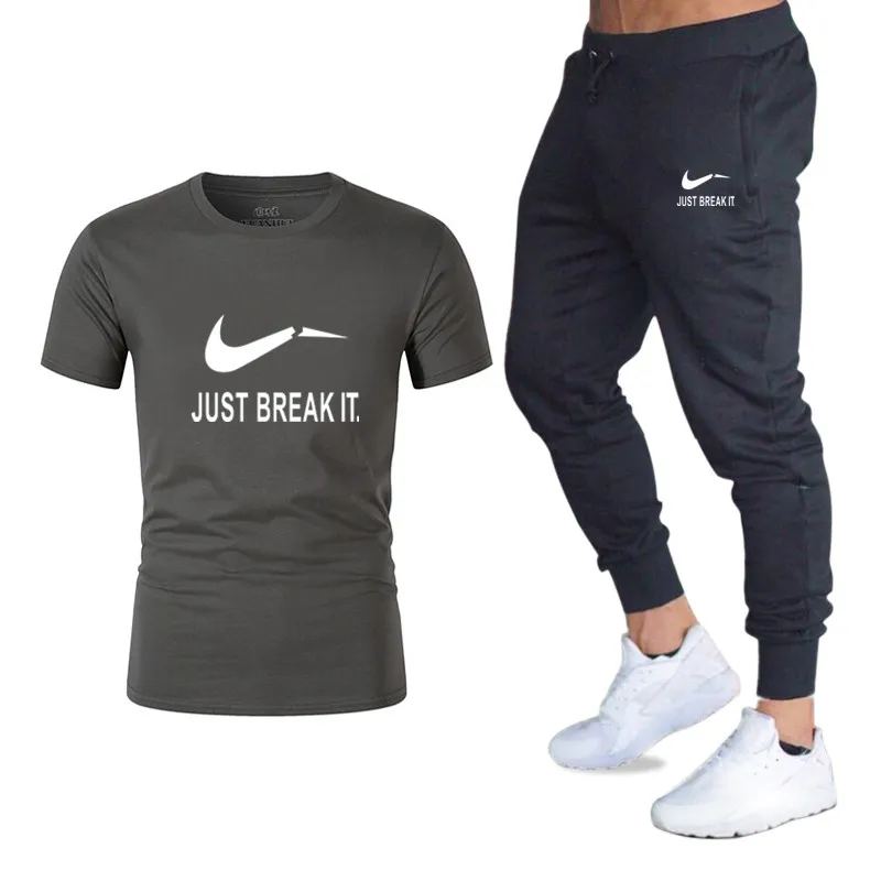 Sportsuits Set Men Sporting Brand Fitness Suits Summer 2PC Top Short Set Men T shirt+Pants Fashion 2 Pieces Casual Men Tracksuit
