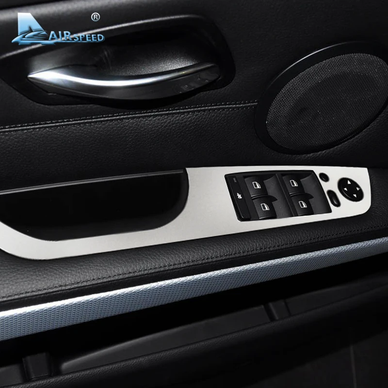 

Airspeed Car Window Lifter Control Frame Window Switch Buttons Trim Armrest Stickers for BMW E90 3 Series 2005-2012 Car Styling