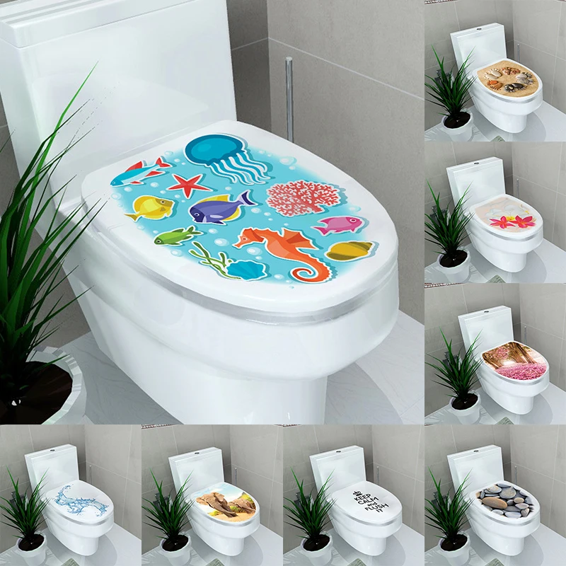 

Removable 1Sheet Bathroom Decals Wallpaper 3D Toilet Seat Wall Sticker toilet stickers Creative PVC 2018 New Home Decorations