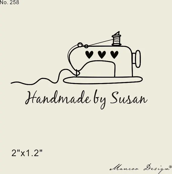 Kustom Logo Stamp 2x1 2 Inch Kustom Jahit Cinta Stempel Karet
