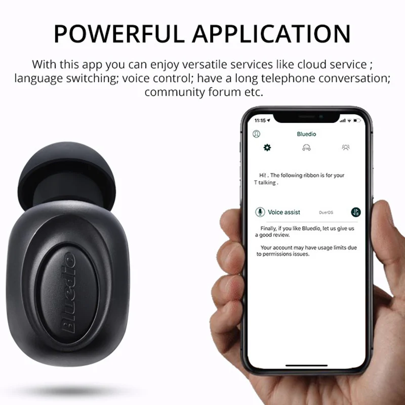 Bluedio Bluetooth Earphone Wireless Sports Business Earbud with MIC for Phones DU55