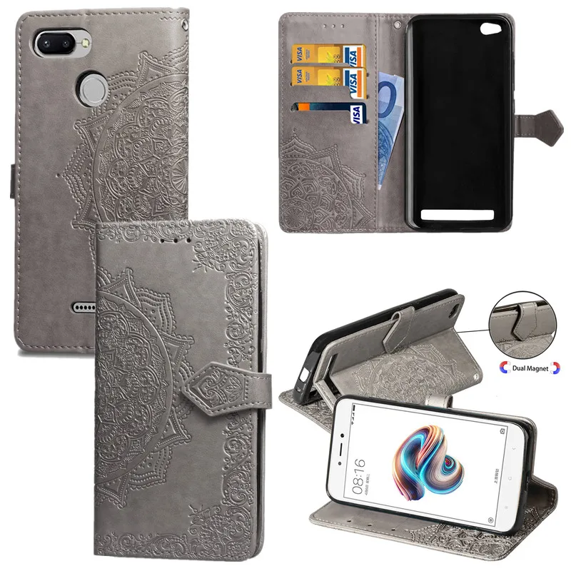 

For Redmi 6 case For Xiaomi Mi a2 lite Redmi 6A Case Mandala Flower Flip Leather Wallet Coque Cover Redmi 5 plus 5a Note 5 Pro