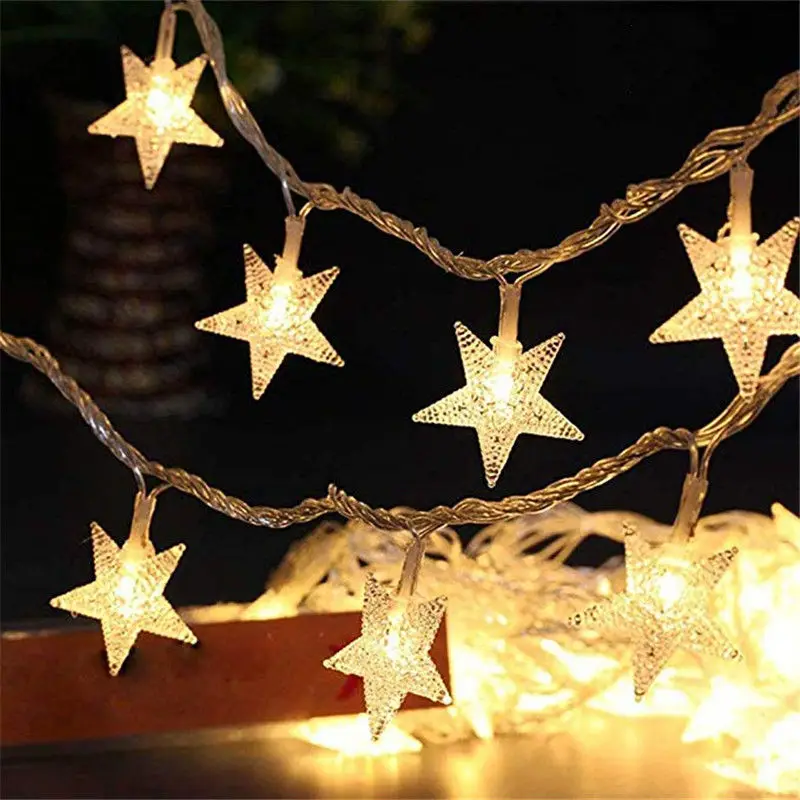 

SICCSAEE New Holiday Party Decor Light String 1.5M 10 LED Crystal Clear Star Fairy String Light Wedding Party Outdoor Decor Lamp