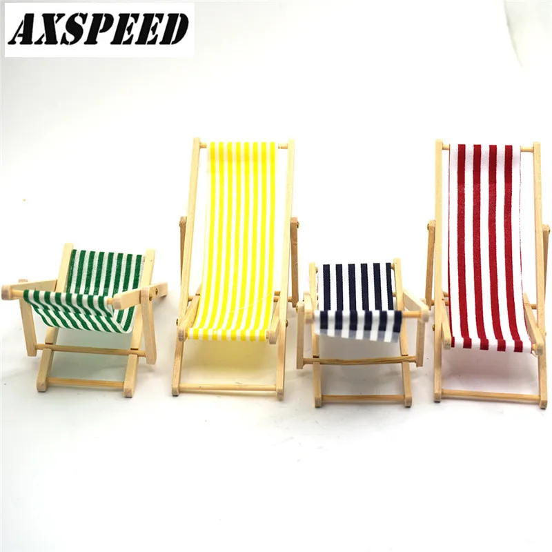 Pineapple PRETYZOOM Mini Wooden Beach Chair Mobile Phone Holder Longue Deck Chair Mini Furniture Accessories Dollhouse Accessories