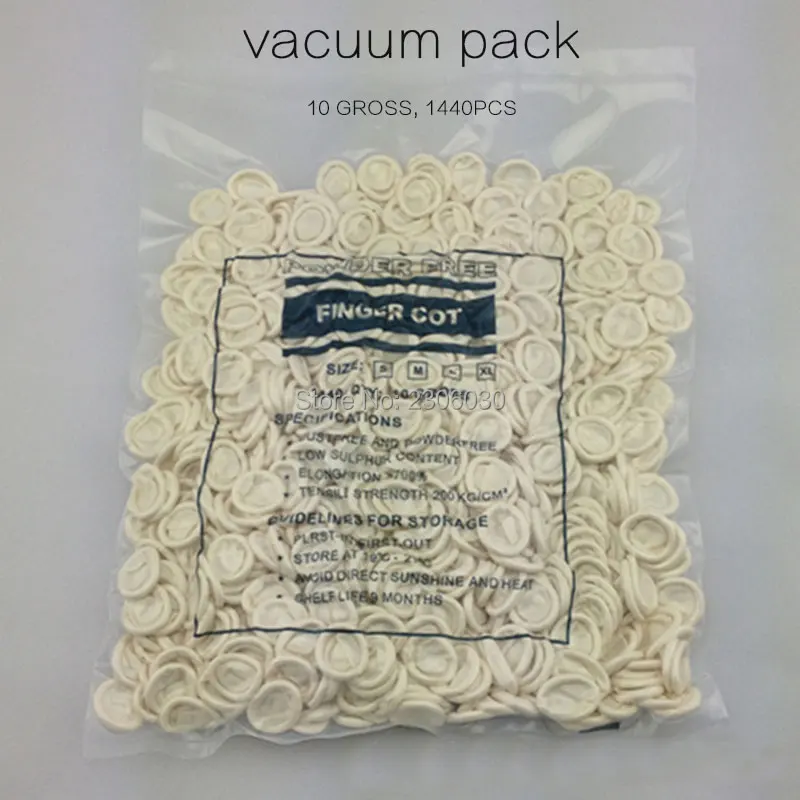 LATEX FINGER COTS 1440 PER VACUUM PACK NATURAL WHITE STANDARD PACK