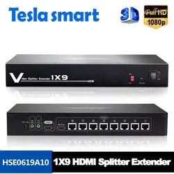 Tesla smart Новые скорость 1x9 HDMI Splitter Extender 60 м с ИК 1080 P Порты lan EDID режим