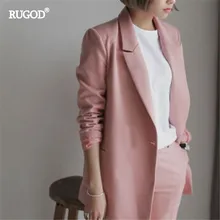 Rugod, осенние элегантные офисные женские деловые костюмы, женские комплекты из 2 предметов, женский пиджак с длинным рукавом и брюки, костюмы размера плюс