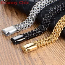 Granny Chic Fashion Jewelry Stainless Steel Titanium Silver Gold Black color Punk Chains Men’s Womens Figaro Bangles BraceletS