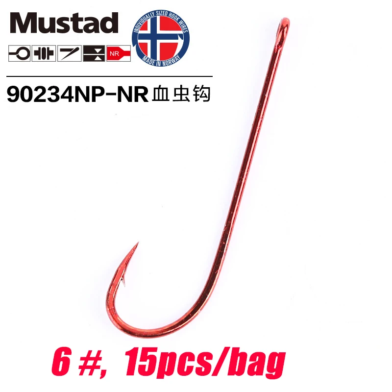 Mustad Norway происхождения рыболовный крючок EX-Long хвостовик кровопрочный червь высокой интенсивности рыболовные снасти крючок рыболовные принадлежности, 90234NP-NR - Цвет: 6