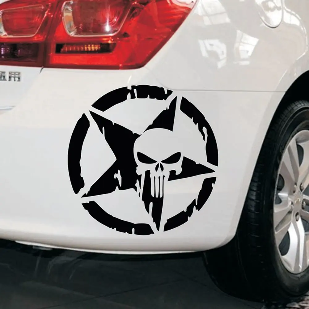 12CMX12CM Car Sticker Pentagram Vinyl Decals Motorcycle The Punisher Skull