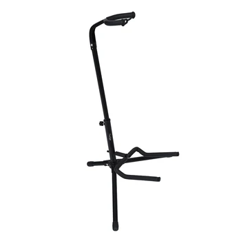 

Black Collapsible Iron Tripod Guitar Stand with Protective Velveteen Rubber Padding for Electric, Acoustic, and Bass