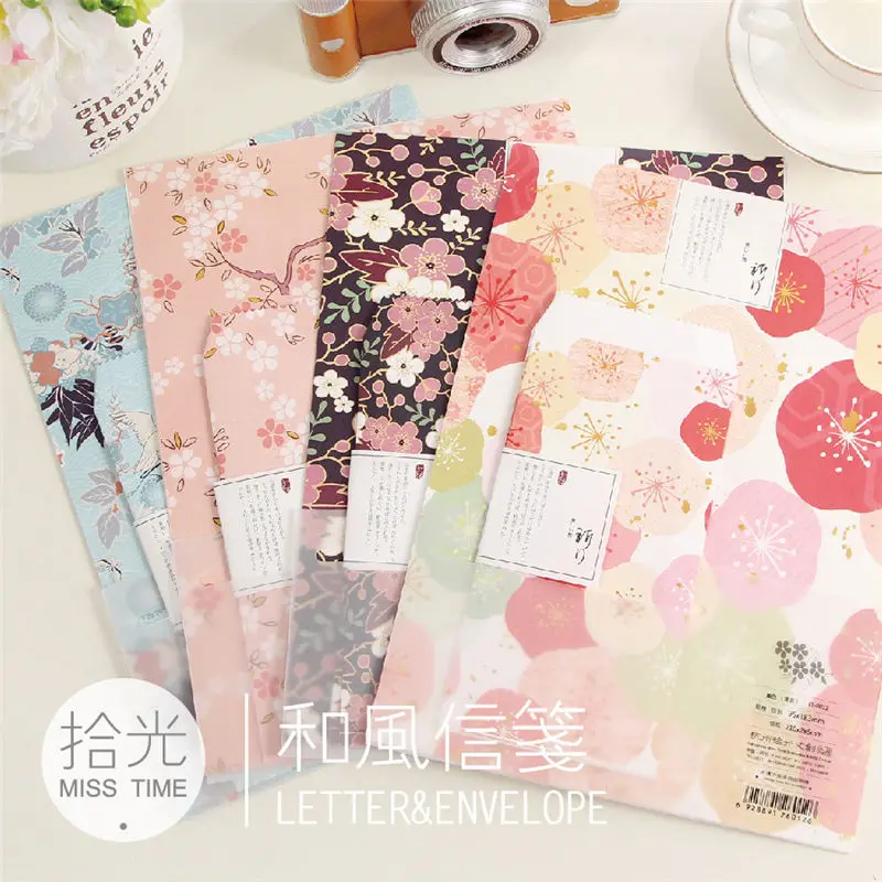 

Coloffice 3PCs Envelop+6PCs Paper Creative DIY Small Fresh Cute Antique Illustration Envelope Letter Stationery Set Random Color