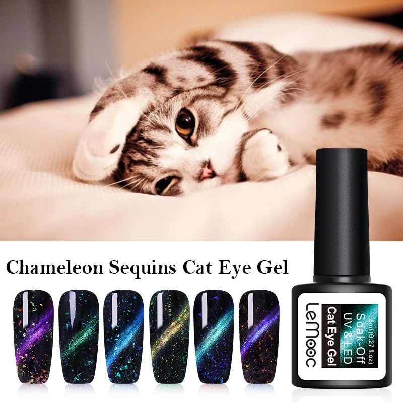 

LEMOOC 3D Chameleon Thermal UV Gel Nail Polish 8ML Magnetic Cat Eyes Nail Gel Polish Magnetic Holographic UV Soak Off Gel Polish