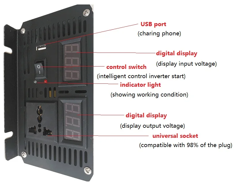 

with USB 2KW 2000W DC48V to AC220V intelligent dual digital display pure sine wave power inverter