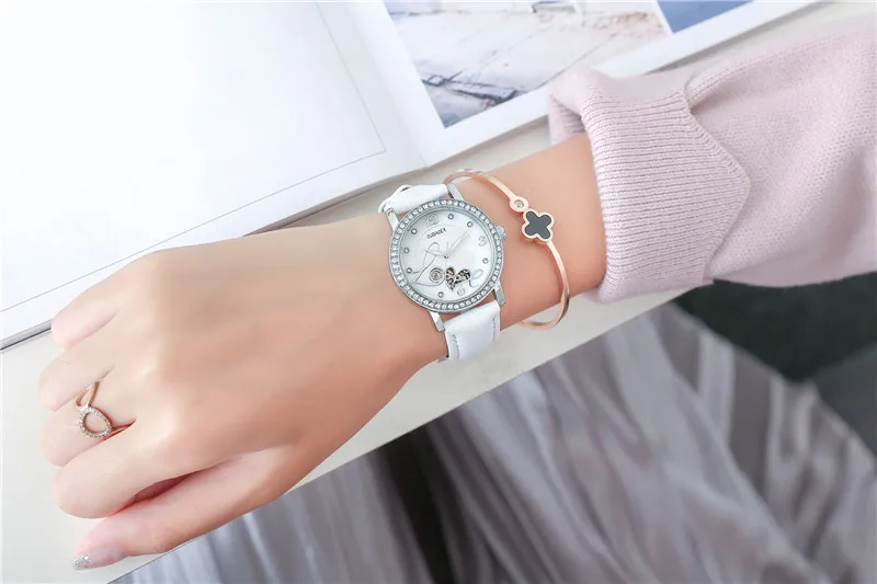 OUBAOER оригинальные Брендовые женские механические часы с автоматическим заводом женские часы из натуральной кожи модные часы женские часы