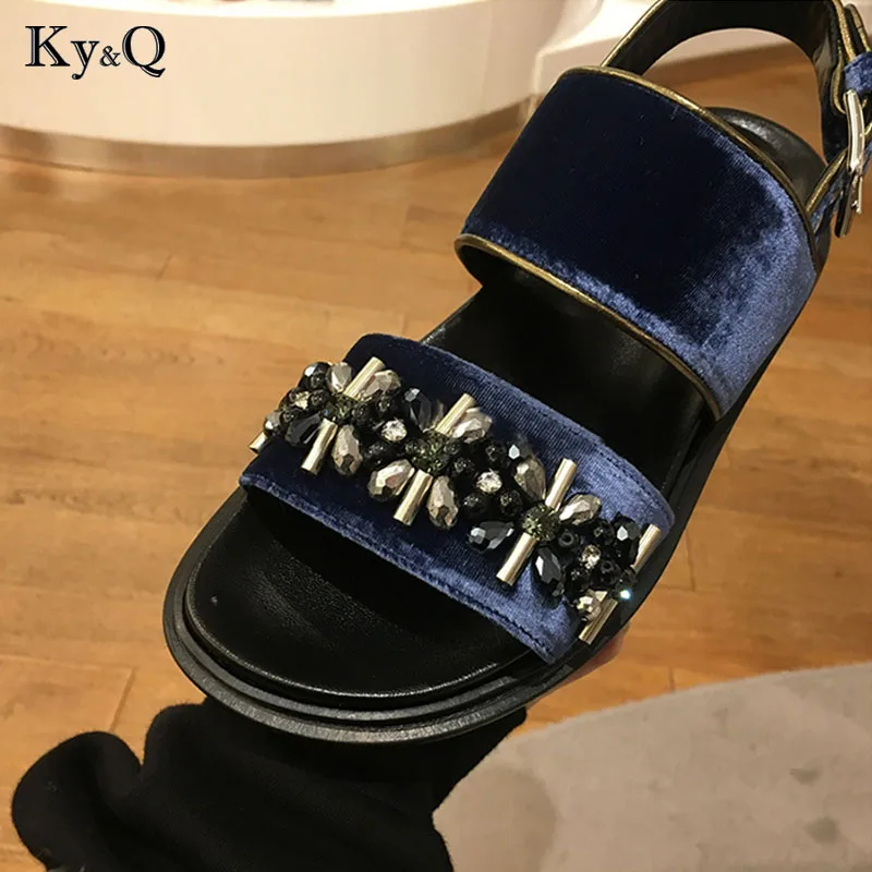 

Brand New Summer Women Velvet Sandals Crystal Flannel Gladiator Sandals Fashion Women Sandals 35-40
