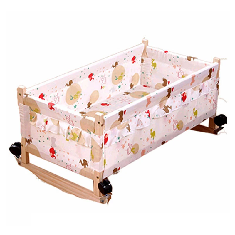 Wood Baby Cradle Crib Bed Newborn Sleeping Basket Baby Crib Bedding Baby Cradle and Bed Wood Newborn Baby Swing Crib with Wheel