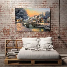 Холст, масляная краска, деревенский пейзаж, акриловая настенная краска, художественный подарок для украшения дома, красочная креативная домашняя Настенная картина