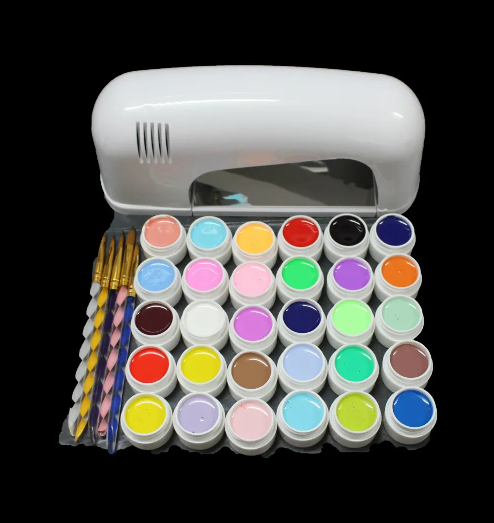 BTT-118 Pro 9 Вт белая УФ лампа для лечения сушилка и 30 цветов Чистая УФ гель-щетка для ногтей Набор