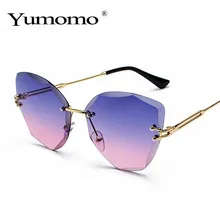 Женские солнцезащитные очки без оправы, градиентные оттенки, фирменный дизайн, Cateye, солнцезащитные очки, женские, без оправы, металлические очки, UV400