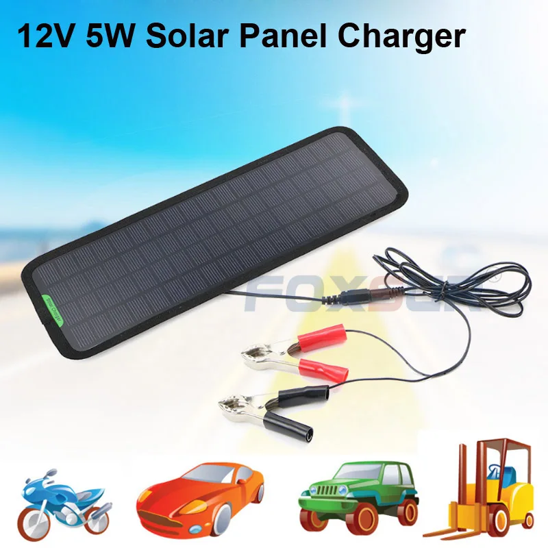 

HOT 12V 5W Solar Panel Charger Car motorcycle Scooter 12V Solar Cells Battery Charger Car battery maintenance High efficiency