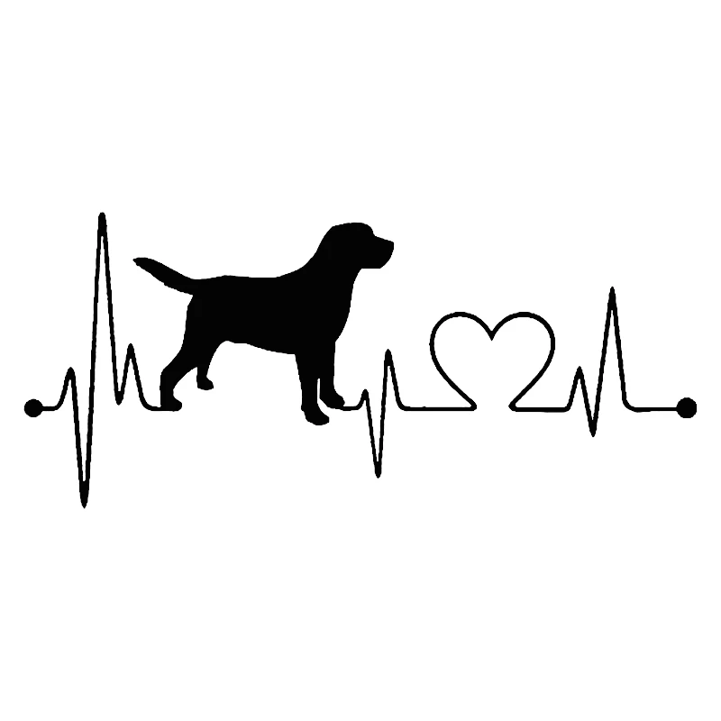 Car Sticker Vinyl 17.87.8CM Labrador Retriever Heartbeat Love Decal Sticker Creative Fashion Car Accessories BlackSilverLaser (2)